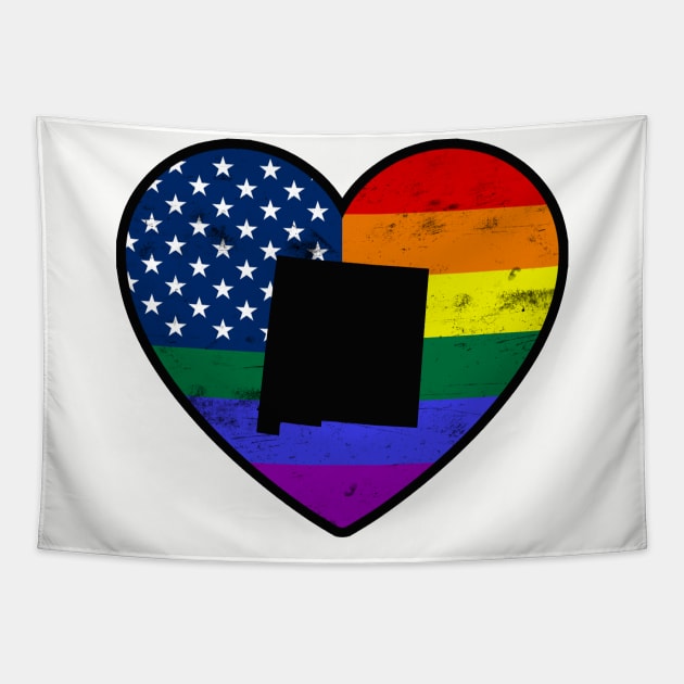 New Mexico United States Gay Pride Flag Heart Tapestry by TextTees