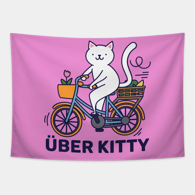 Über Kitty on a Bike Tapestry by DanielLiamGill