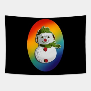 Pride Rainbow Snowman Holiday Winter Outdoor Fun Tapestry