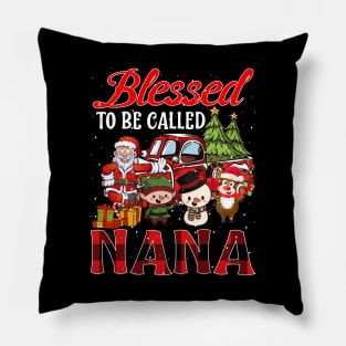 Blessed To Be Called Nana Christmas Buffalo Plaid Truck Pillow