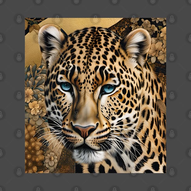 Leopard with Gold Texture Background by RoxanneG