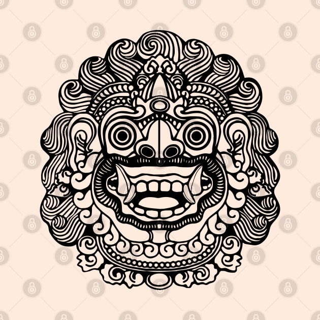 Balinese Mask Lineart by yudabento