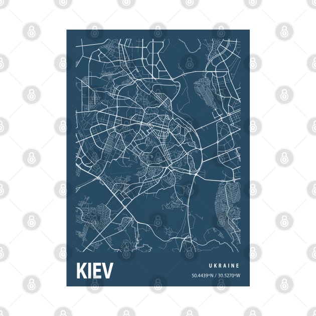 Kiev Blueprint Street Map, Kiev Colour Map Prints by tienstencil