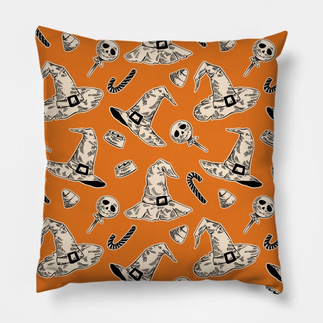 Halloween Seamless Pattern Pillow by aquariart