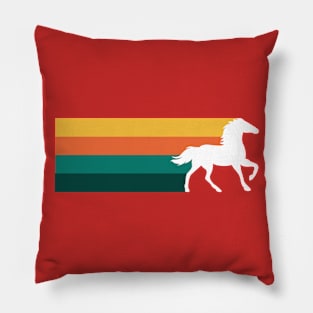 Retro WHITE HORSE sunset Pillow