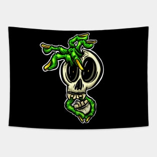 Skeleton Zombie Fingers Halloween Horror Cartoon Logo Tapestry