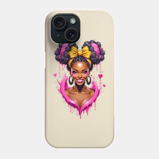 Happy Valentine Black Girl Love splash retro vintage design Phone Case