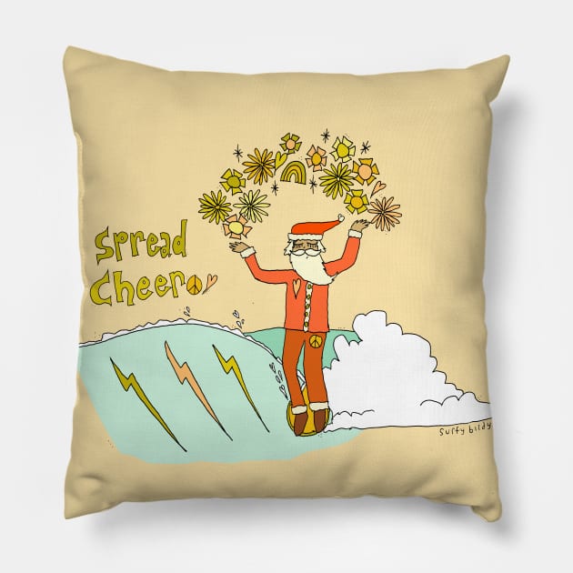 spread cheer // retro christmas surf art by surfy birdy Pillow by surfybirdy