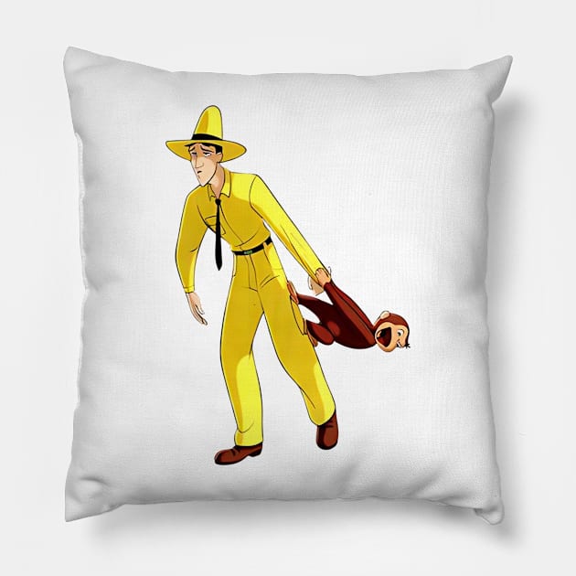 Curious George Man In The Yellow Hat 6 Pillow by NobleNotion