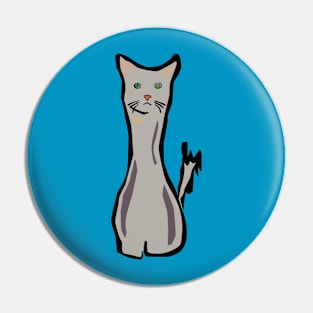 Tall Grey Cat Pin