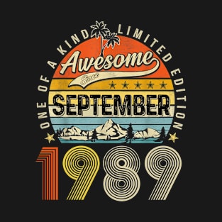 Awesome Since September 1989 Vintage 34th Birthday T-Shirt