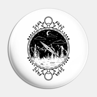 Mountains Compass Pin