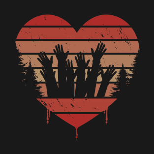 Cute Red Vintage Heart Volunteer Work 80s Valentine Day Love Gift Idea T-Shirt