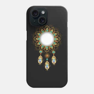 Banner with gold peacock feathers Phone Case