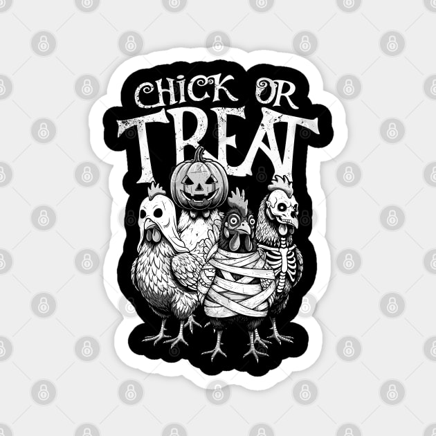 Chick or Treat Funny Halloween Chickens in Costume Magnet by creative