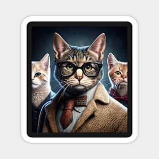 Distinguished cat portrait wearing a glasses Magnet