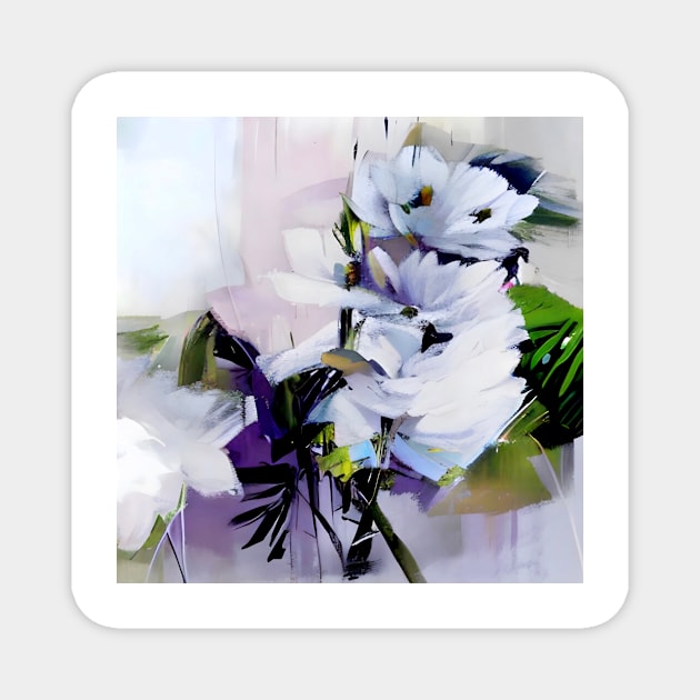 Abstract White Floral Magnet by DANAROPER