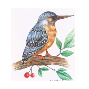 kingfisher colorful natural ballpoint pen art T-Shirt