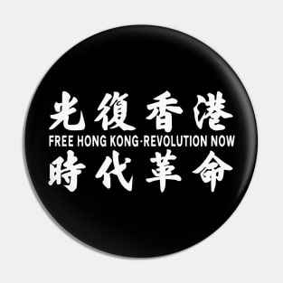 FREE HONG KONG REVOLUTION NOW 光复香港 时代革命 Pin