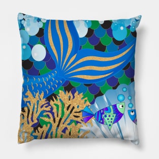 Blue Mermaid Pillow