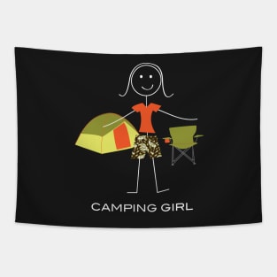 Funny Womens Camping Girl illustration Tapestry