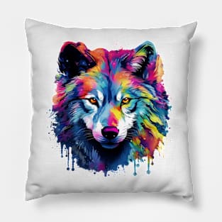 Tie dye Wolf Pillow