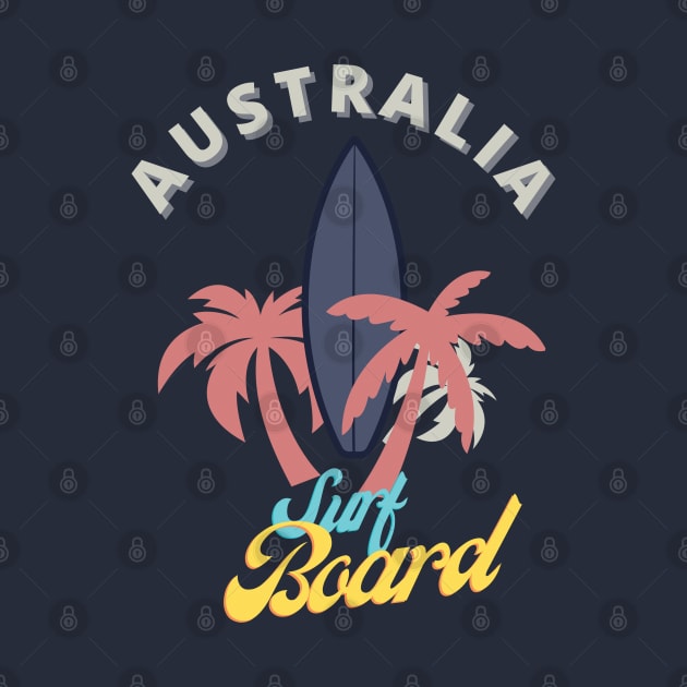 Australia surf board by TeeText