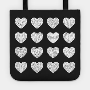 Tiny Hearts and Patterns, Adult Coloring Heart Pattern Tote