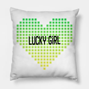 Lucky Girl Pixel Gradient Heart Pillow