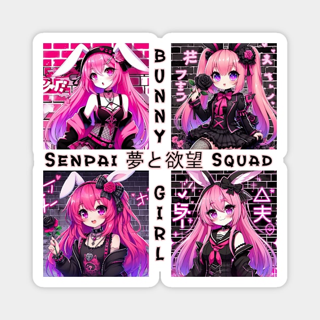 Bunny Girl Senpai Squad Magnet by PlayfulPandaDesigns