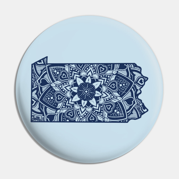 Blue Pennsylvania State Gift Mandala Yoga Pa Art Pennsylvania Yoga Pin Teepublic