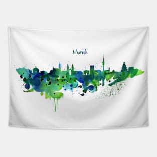 Munich Skyline Silhouette Tapestry