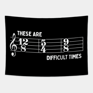 These Are Difficult Times: Funny Music Lovers Time Signatures Pun Tapestry