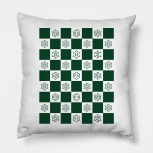 checkerboard snow christmas pattern Pillow