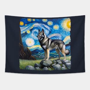 Pop Norwegian Elkhound Dog Portrait - Pet Portrait Tapestry