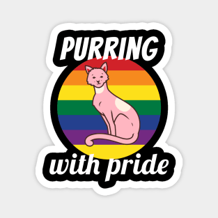 Purring With Gay Pride Cat Vintage Retro Sunset Magnet