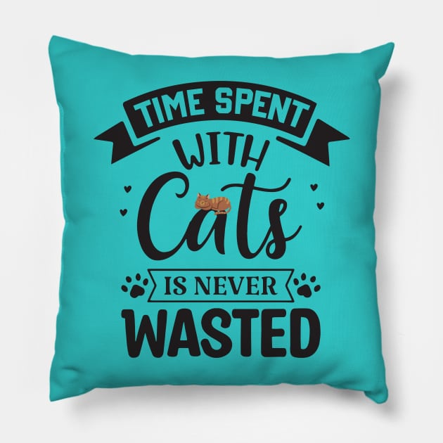 Time spent with cats is never wasted Pillow by boufart