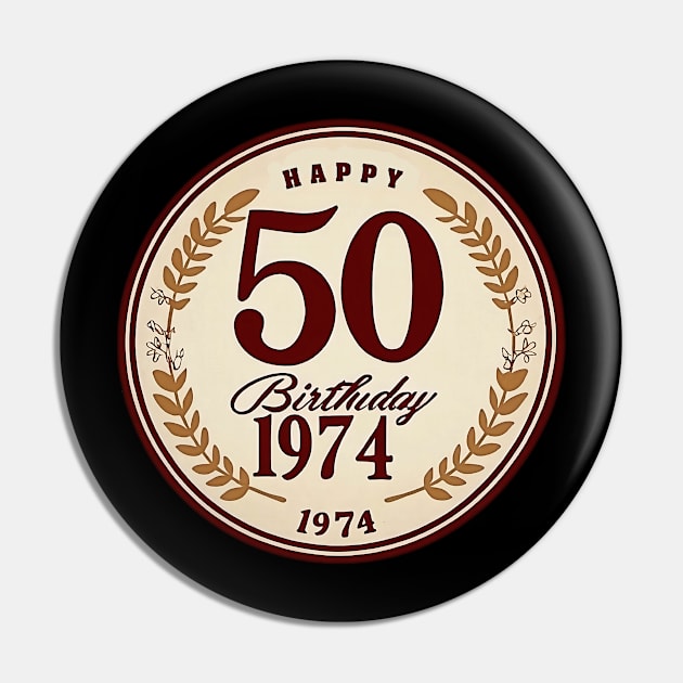 Vintage 1974 50th Birthday Gifts 50 Year Old Pin by masterpiecesai