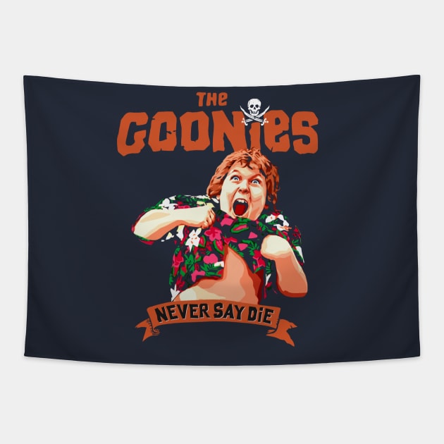 Chunk perform Truffle Shuffle and we all already know that The Goonies Never Say Die Tapestry by DaveLeonardo