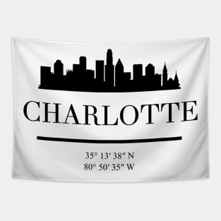 CHARLOTTE NORTH CAROLINA BLACK SILHOUETTE SKYLINE ART Tapestry