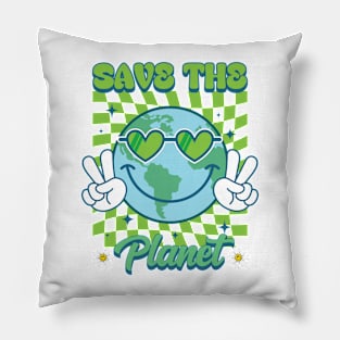 Save the Planet Hippie Smile Face Teacher's Earth Day Pillow