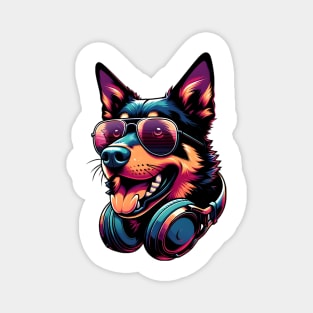 Working Kelpie Smiling DJ in Vibrant Japanese Art Style Magnet