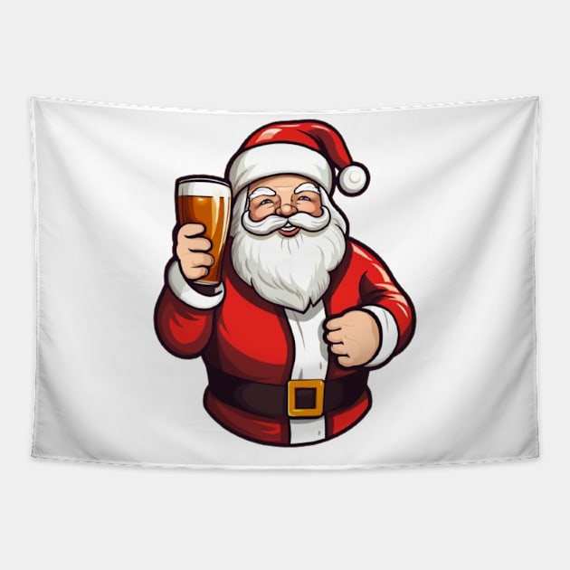 Santa Beer - Merry Christmas! Tapestry by Newtaste-Store