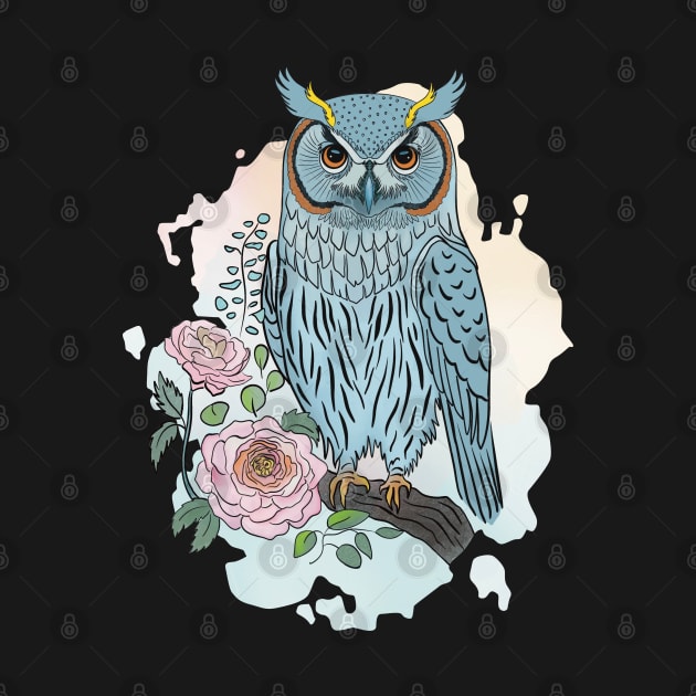 Owl blue by Ange art