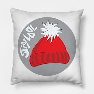 Whimsical cartoon toque with Stay Cool illustrated text Pillow