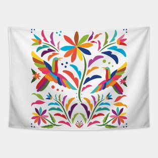 Mexican Otomí Floral Composition / Colorful & happy art by Akbaly Tapestry