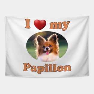 I Love My Papillon Tapestry