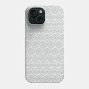 Icosahedron Pattern White on Soft Gray Phone Case