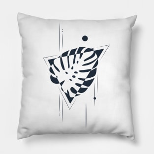 Tropical Monstera Leaf. Geometric Style Pillow