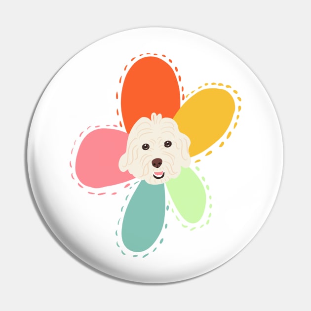 Sunshine Rainbow Flower Dog Pin by PatternbyNOK